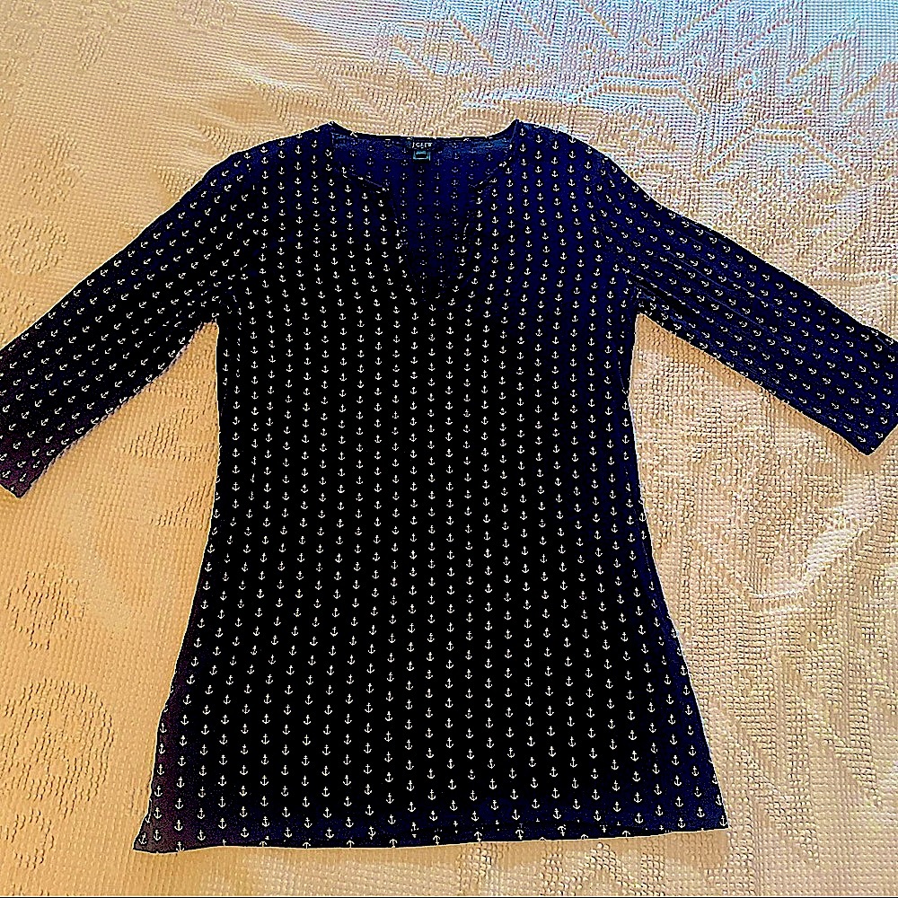 J. Crew anchor print tissue tunic cover up